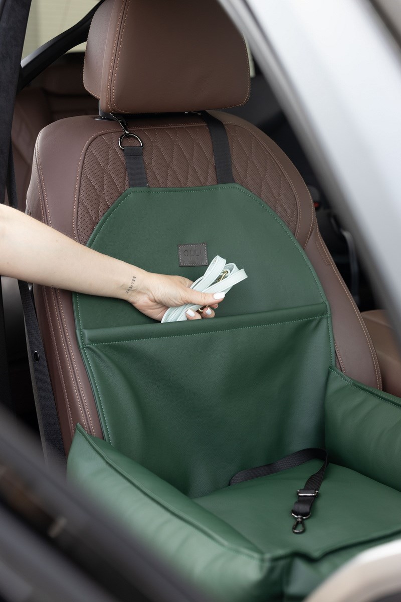 АВТОКРЕСЛО ДЛЯ СОБАКИ RELAXED LEATHER GREEN