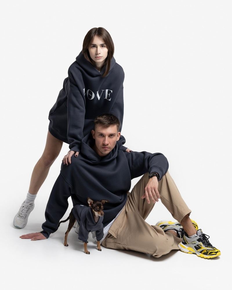 НАБІР ХУДІ ДЛЯ ВАС ДВОХ ТА ПЕСИКА GRAPHITE LOVE